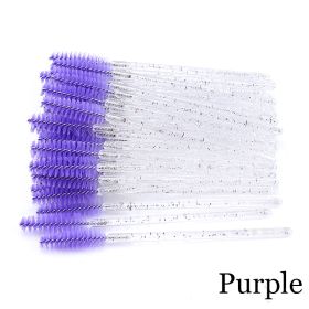 Hot Selling Crystal Acrylic Eyelash Brush (Option: White rodpurple-50PCS)