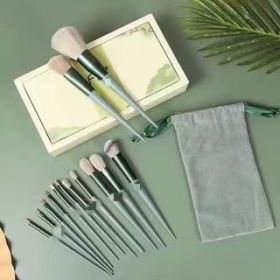 13 Makeup Brushes Green Beauty Quick-drying Set Super Soft Blush Loose Powder (Option: 13green box)