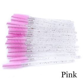 Hot Selling Crystal Acrylic Eyelash Brush (Option: White rodpink-50PCS)