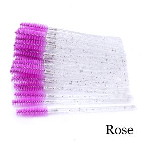 Hot Selling Crystal Acrylic Eyelash Brush (Option: White rodrose-50PCS)