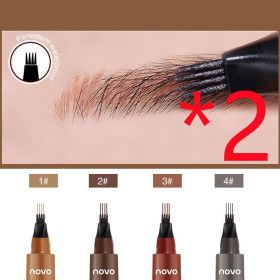 Four-forked Liquid Eyebrow Pencil Three-dimensional Long-lasting (Option: 1light brown 2pcs)