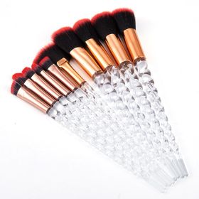 10PCS Makeup Brushes Kit Beauty Foundation Blending Blus (Option: 10transparent handle red hair)