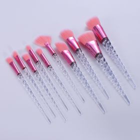 Nylon Plastic White Spiral Makeup Brush (Option: Pink-10pcs)