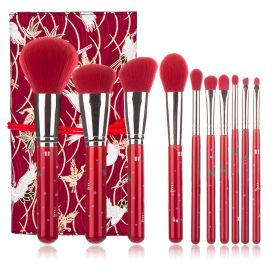 Christmas Portable Makeup Brush With Red Handle (Option: C)