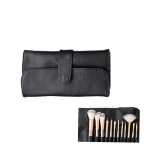 12 Creamy White Makeup Brush Set Fanshaped 24 Champagne Cosmetics Synthetic Hair (Option: Black empty roll pack)