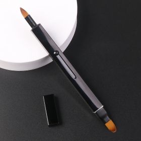 Portable Retractable Nylon Lip Brush Makeup (Option: Black-Double headed)