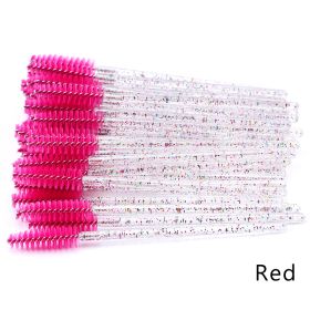 Hot Selling Crystal Acrylic Eyelash Brush (Option: Color rodred-50PCS)