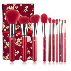 Christmas Portable Makeup Brush With Red Handle (Option: D)