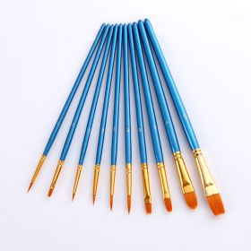 10 Pearlescent Blue Nylon Brushes Gouache And Oil Brush Set (Color: Blue)