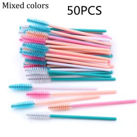 Disposable Eyelash Brush With Crystal Rod (Option: Mixed color-50PCS)