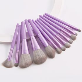 Set Of 12 Portable Makeup Brushes (Color: Purple)