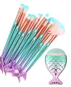 Gradient Mermaid Makeup Brush Set (Option: 10pieces with large fish)