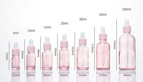 Glass Fine Oil Bottle Avoid Light Glue Head Dropper Bottle Essence Stock Bottling Cosmetics (Option: Pink-30ml)