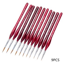 Black Wolf Fine Nail Art Student Line Pen (Option: Red-Set of9)