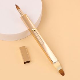 Portable Retractable Nylon Lip Brush Makeup (Option: Gold-Double headed)