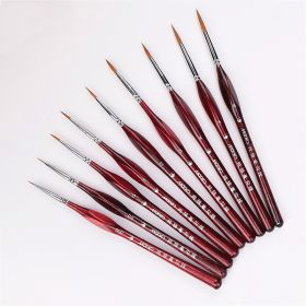 Hook Line Pen, Positive Posture, Crochet Pen, Oil Painting, Wolf, Eyebrow Pen (Option: Wine Red-9pcs A Set)