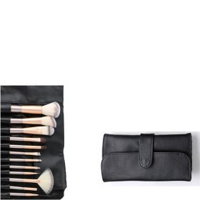 12 Creamy White Makeup Brush Set Fanshaped 24 Champagne Cosmetics Synthetic Hair (Option: 12brushes and black packs)