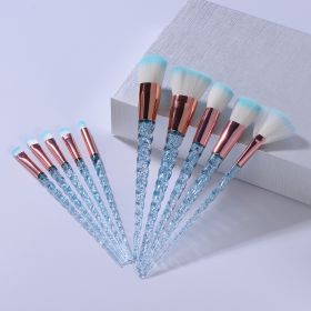 Nylon Plastic White Spiral Makeup Brush (Option: Blue-10PCS)